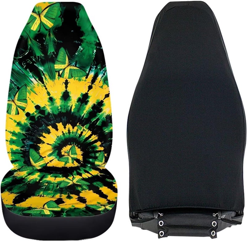Howilath Jamaican Butterfly Tie-Dye Car Seat Cover Set of 2 Front Seat Cover Split Anti-Slip Soft Interior Accessories Fit SUV Sedan Truck - Image 4